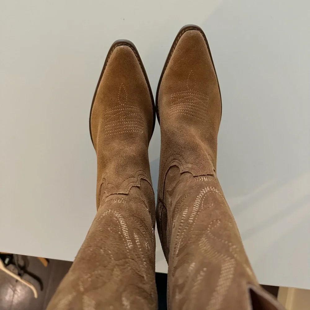 Dingo Out West Camel Tan Brown Suede Cowboy Western Boots 7 - Picture 5 of 9